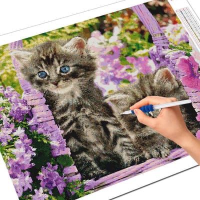 Peinture diamant chat 5D à faire soi-même, broderie complète de diamants carrés, couture d'animaux, décoration murale Full Square 20X30CM