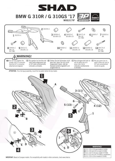 Support de valise latérale Shad pour Moto Kawasaki 250 El 252 Ex 1997 à 2003 Neuf