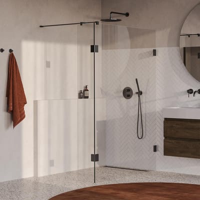 Brauer Void - Inloopdouche - Helder Glas - 130 x 200 cm - met Zijwand 30 cm - incl. Glascoating - PVD Gunmetal Geborsteld