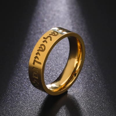 LIKGREAT Roestvrij Staal Shema Israël Ring Judaica Hebreeuwse Letter Etnische Israëlische Zegenring voor Vrouwen Amulet Joodse Sieraden 12 gray