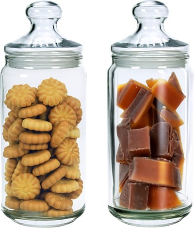 Luminarc Voorraadpot - Set van 2x stuks - met glazen deksel - 1500 ml - glas - 27 cm - bewaarpot - voorraadpotten - potten