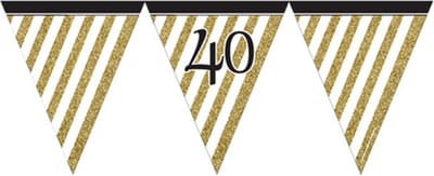 Creative Party Black And Gold Milestone Paper Flag Bunting (Black/Gold)