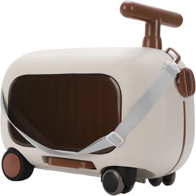 Kinder Koffer - Reis Koffer - Kind Vervoer - Opvouwbare Pedalen - 47x32x24 cm - Bruin