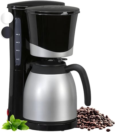 Aura® Koffiezetapparaat met Thermoskan - Koffiezetapparaat voor 10 Kopjes - Anti Drup - 1L - RVS- Zilver- 21cm x 19cm x 34cm; 1.84 kg