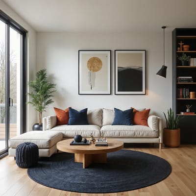 Rond jute vloerkleed Zwart/Antraciet 240cm Mrcarpet