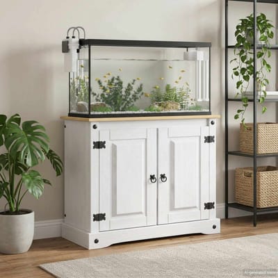 vidaXL - Aquarium - Stand - CORONA - Wit - en - Bruin - 81,5 - x - 37 - x - 73 - cm - 250 - kg