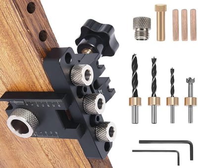Boormal Set 3-in-1 - Professioneel Timmergereedschap met Verstelbare Klem en Schaal voor Houten Meubels
