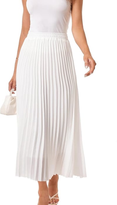 Hoogwaardige Hoge Taille Vloeiende Plissé Rok met Rekbare Stretch, Lange Enkellange A-lijn Strand Maxi Rok voor Dames