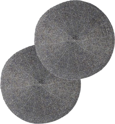 Set van 4x stuks placemats kralen grijs - 35 cm - Onderleggers