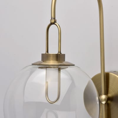 Licht-Erlebnisse - Stan - LED - Wandlamp - 3000K - 325lm - van - Metaal glas aluminium - in - Antiek messing Transparant