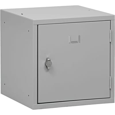 Stalen kubuskast, afsluitbaar, 380 mm, corpus grijs en deur lichtgrijs RAL 7035