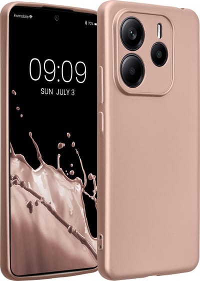 kwmobile metallic telefoonhoesje van TPU - geschikt voor Xiaomi Redmi Note 14 5G - Flexible case voor smartphone - In metallic roségoud