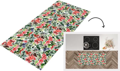 Keukenloper - Loper keuken - Kerst - Waterverf - Groen - Rood - 120x50 cm - Keukenloper vinyl