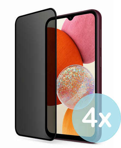 Privacy Screenprotector Geschikt voor Samsung Galaxy A14 4G – Anti-Gluren – Krasbestendig Gehard Glas 9H – Volledige Dekking – 4-Pack – FuturiQ