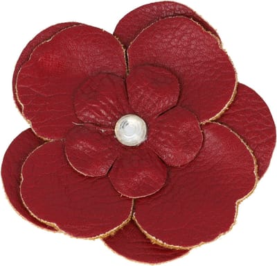 Haarsoires Haarspeld Duckklem & Broche 6cm – Lederlook Bloemvorm – Rood – Set van 2 - Sterke Haarclip voor Styling & Dagelijks Gebruik - Hair Clip - Decoratieve Haaraccessoire