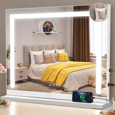 Verlichte Make-upspiegel met Touch-Dimbare LED en 5-voudige Vergroting - 70 x 55 cm