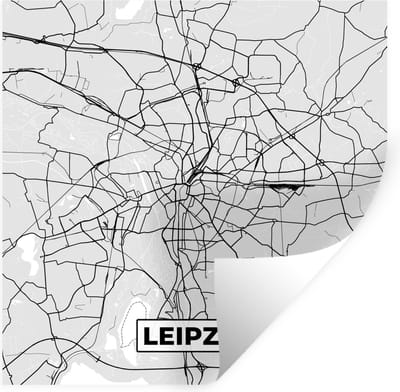 Muurstickers - Sticker Folie - Duitsland - Plattegrond - Kaart - Leipzig- Stadskaart - 100x100 cm - Plakfolie - Muurstickers Kinderkamer - Zelfklevend Behang XXL - Zelfklevend behangpapier - Stickerfolie