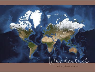 Wereldkaart 40x30 cm - Aluminium - Voelbaar 3D Reliëf - Terracotta - World map - Wanderlust - Vintage - Retro - Muurdecoratie - Wanddecoratie