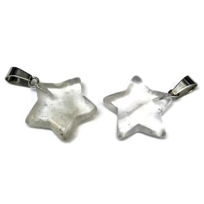 Aramat Jewels | Hangers | Transparante Kwarts Ster Hanger natuursteen | | | |20mm | Staal | Volwassenen | Verkleurd niet