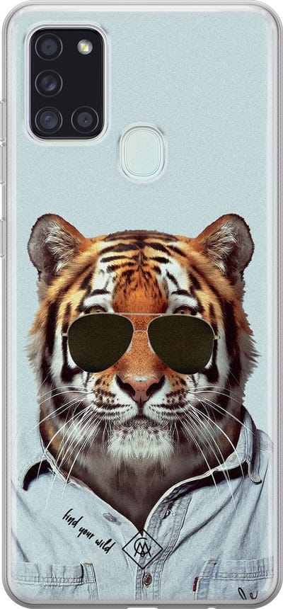 Casimoda® hoesje - Geschikt voor Samsung A21s - Tijger Wild - Backcover - Siliconen/TPU - Groen