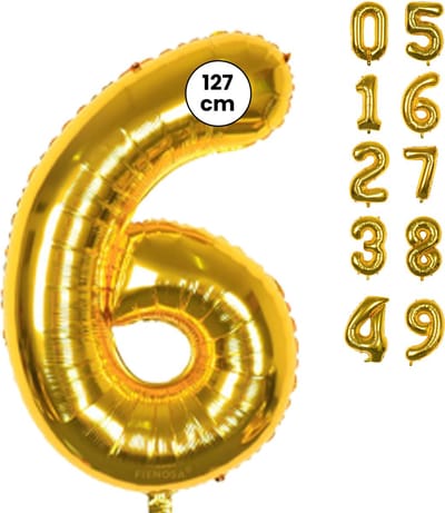 Fienosa Cijfer Ballonnen - Nummer 6 - Goud Kleur - 127 cm - XXL Groot - Helium Ballon - Verjaardag Ballon - Verjaardag Versiering - Leeftijd verjaardag - Verjaardagsballon - Verjaardag
