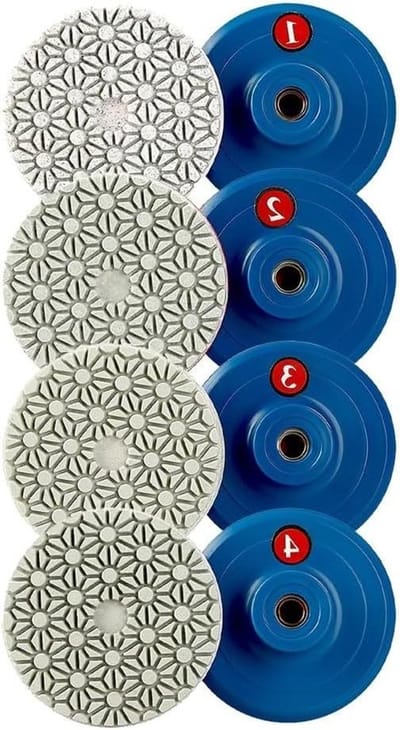Polijstpads Set - Schuurschijven Lamellenschijven - Stenen Polijsten - 4-delig Verschillende Korrels - 80 mm - Blauw