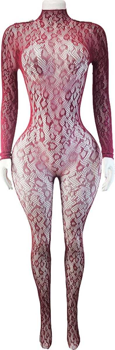 BamBella ® - Panty pak -Onesize - body suit - Dames - Onesize - Erotische jumpsuit van kant lingerie rood