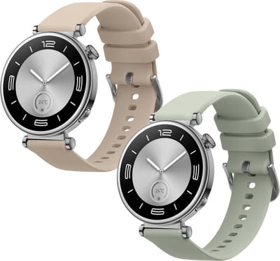 kwmobile 2x horlogebandjes geschikt voor Huawei Watch GT5 41mm / GT5 Pro 42mm / Watch GT4 41mm bandje - Smartwatch bandjes van TPU - Activity tracker horloge band in pastelgroen / beige