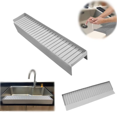 Afdruipmat, 50 x 16 cm, spoelbakafdruipbak, afdruipmat keuken, gootsteenmat, antislip, opvouwbaar (grijs)