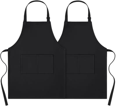 SnelShoppen - 4sold Black Chef Schorten - 100% Duurzaam Katoen 240 g/m², Brandwerend, Verstelbare Keukenschorten met 2 Zakken voor Heren, Dames, Slage