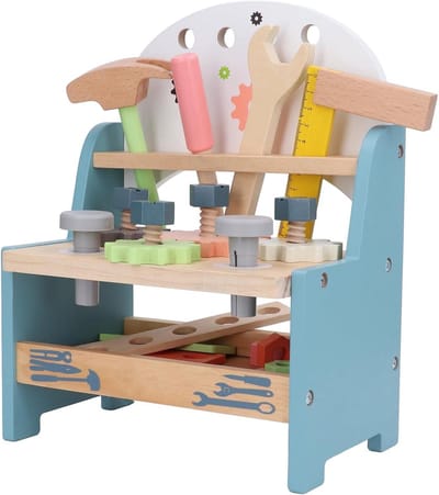 Reparatieset Houten Werkbank - Speelgoedgereedschap Kinderen - Rollenspel Maken - Handmatige Vaardigheden Ontwikkelen - 28 x 24 x 15 cm