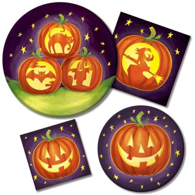 16 Halloween servetten met pompoenkunst