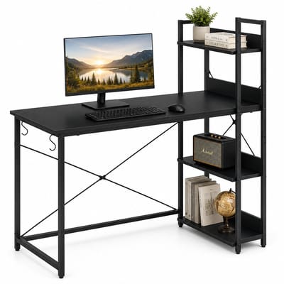 Lina® Bureau - Computertafel - Bureautafel - Computerbureau - 4Lades - Zwarte Hoekbureau - 120x60 cm