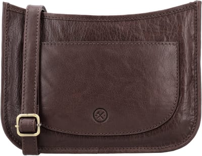 Hide & Stitches Jura Schoudertas Heren - Crossbodytas met telefoonvak - Tas van 100% Leder met ritssluiting - Donkerbruin