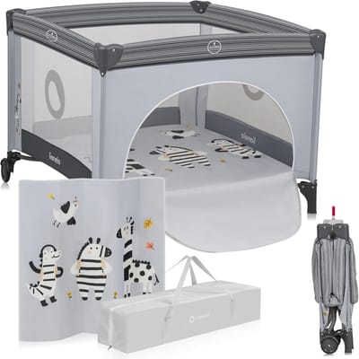 2-in-1 Reisbedje en Speelbox voor Baby, Veilig en Snel Opvouwbaar, Inclusief Transporttas