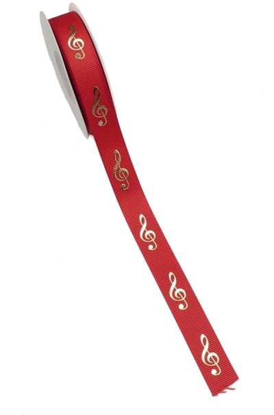 Music Gifts - Luxe Cadeaulint vioolsleutel - rood/goud - Muzikale uitstraling