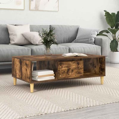 vidaXL - Salontafel - Rook - Eiken - 102 - x - 55 - x - 35 - cm - Bewerkt - hout