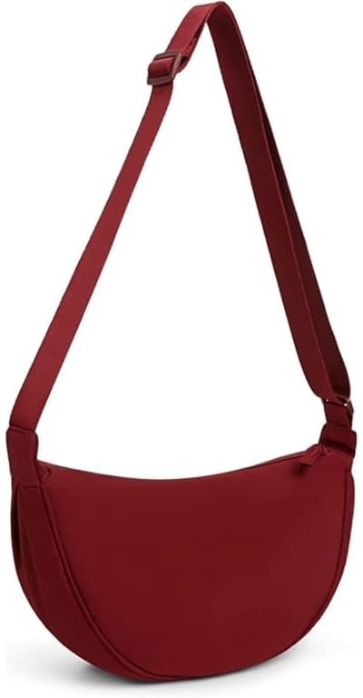 TOVBMUP Crescent Crossbody Bag - Casual - Crossbody Bag - Effen Kleur - Draagbaar - Crescent Bag - Schoudertas - Verstelbare Riem - Bordeauxrood
