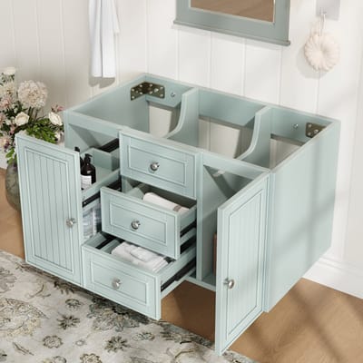 Wastafelonderkast - Hangend Met 3 Laden En Ruime Opbergruimte - Voor Badkamer En Kleine Ruimtes - MDF En Metaal - 78,5x46x46,8 Cm - Groen