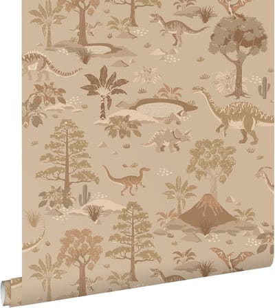 ESTAhome behang dinosaurussen bruin - 50 x 900 cm - 131658