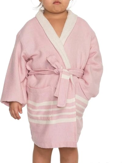 Hamam Kinderbadjas Rose Pink - 2-3 jaar - jongens/meisjes/uniseks - badjas kind / kinderen - badjas kind badstof - zwembadjas - 2-3 jaar - jongens/meisjes/unisex pasvorm - comfortabele sjaalkraag - kinder badjassen - kinder badjas badstof