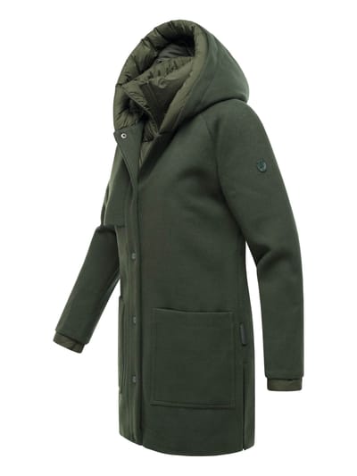Navahoo Flauschwunder dames wintermantel met afneembare kraag