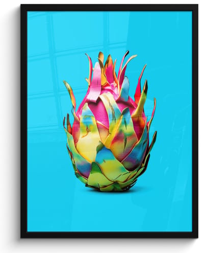 Poster in lijst - Fotolijst 60x80 cm - Posters - Drakenfruit - Blauw - Levendig - Posterlijst zwart - Decoratie - Wanddecoratie woonkamer - Muurdecoratie slaapkamer