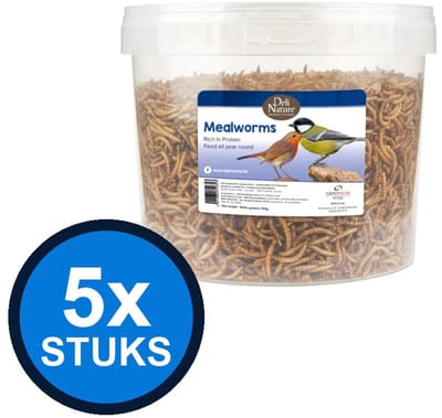 5x Deli Nature - Greenline meelwormen pallet 700gr - Vogelvoer - 700 g