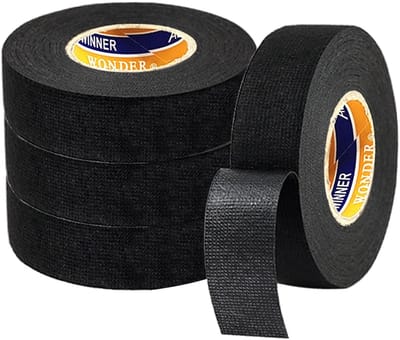 Elektrische Isolatietape 4 Stuks - Zwarte Stof Tape voor Auto en Voertuigen - Hoge Temperatuur Bestendig - Geluidsisolatie Tape 19mm x 15m