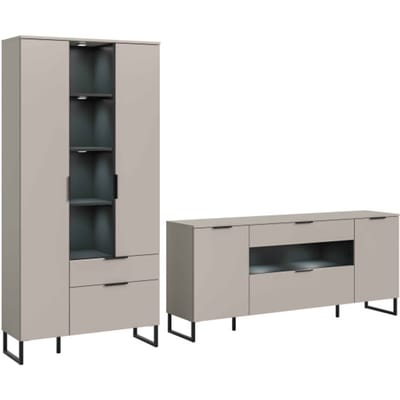 Noida woonkamercombinatie inclusief verlichting kasjmier NB zwart NB - 41x290x192cm