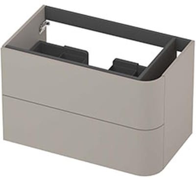 INK - Rechts Afgeronde Onderkast Gelakt 2 Laden Softclose Tbv Grepen - 800x450x520 Mm - Mat Kasjmier Grijs