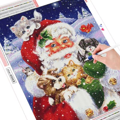 Peinture diamant thème père noël, broderie complète, point de croix, dessin animé, fait à la main, noël 20X30CM gray