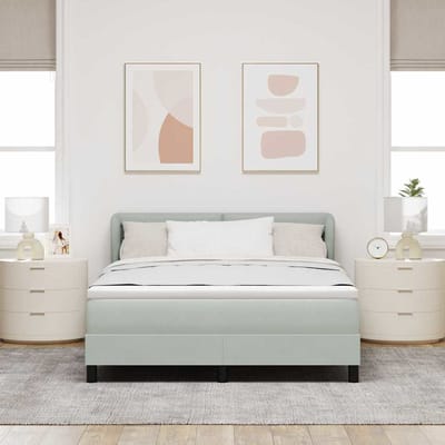vidaXL - Boxspring - bed - met - hoofdeinde - Lichtgrijs - 140 - x - 200 - cm - Fluweel