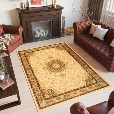Tapiso Yesemek Vloerkleed Beige Oriental Oosters Tapijt Maat- 60x100